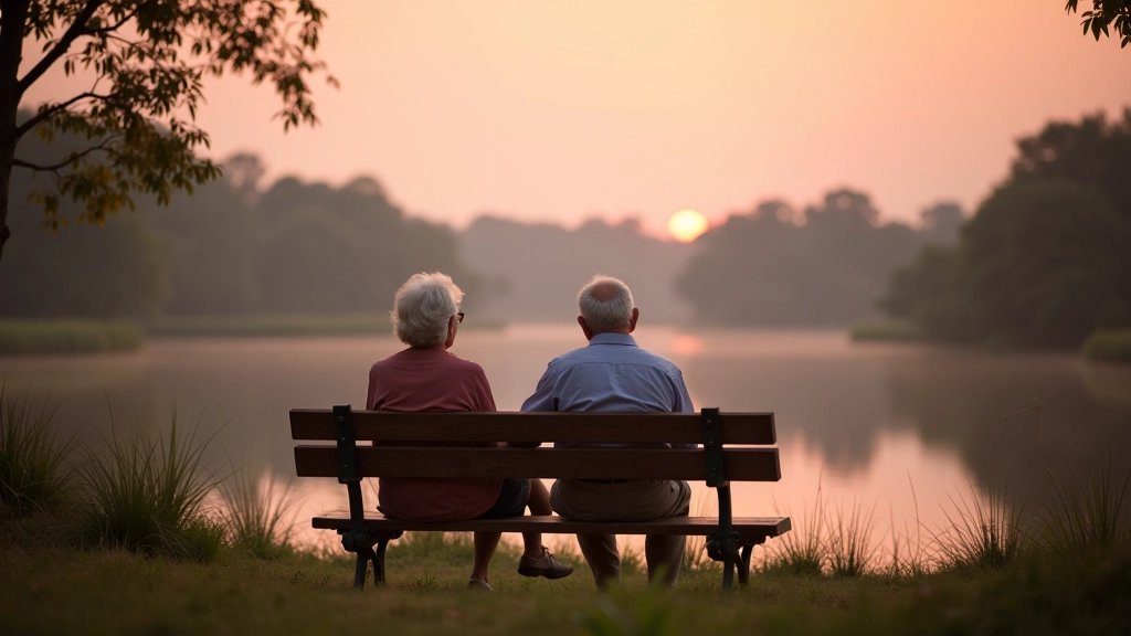 Pareja mayor descansando en un banco al aire libre